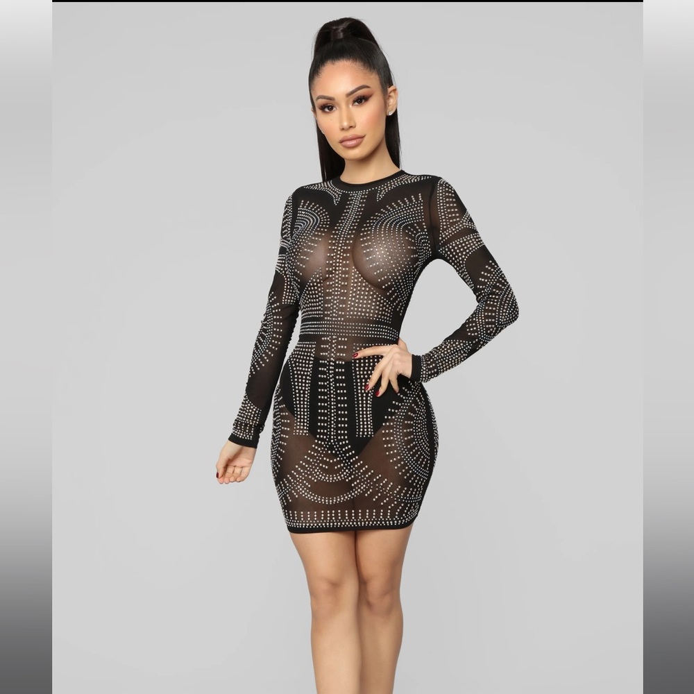 Mesh Rhinestone Dress. Ultra stretchy!